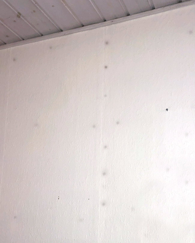 Afrensning af jordslåede Mørke pletter på væggen